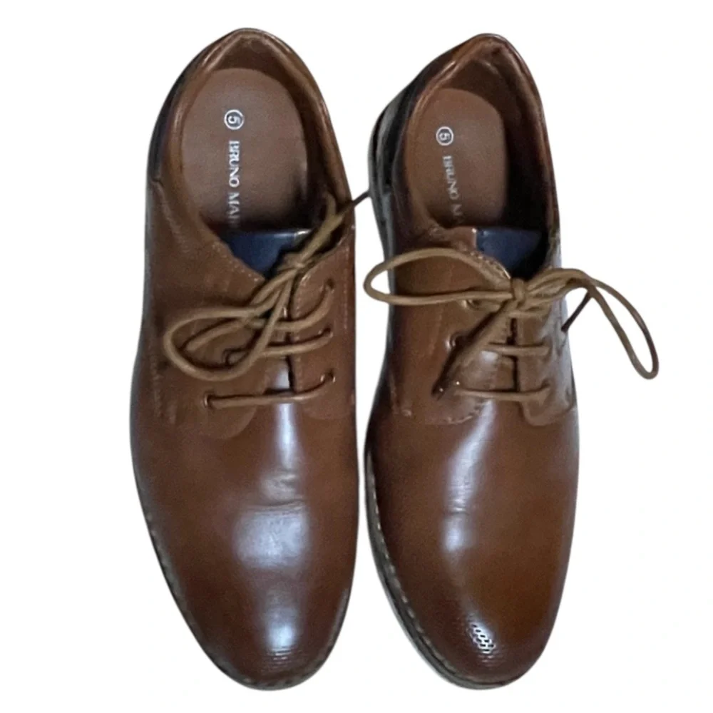 Bruno Marc Boy's Casual Dress Oxford Comfort Uniform Formal Shoes Brown 5